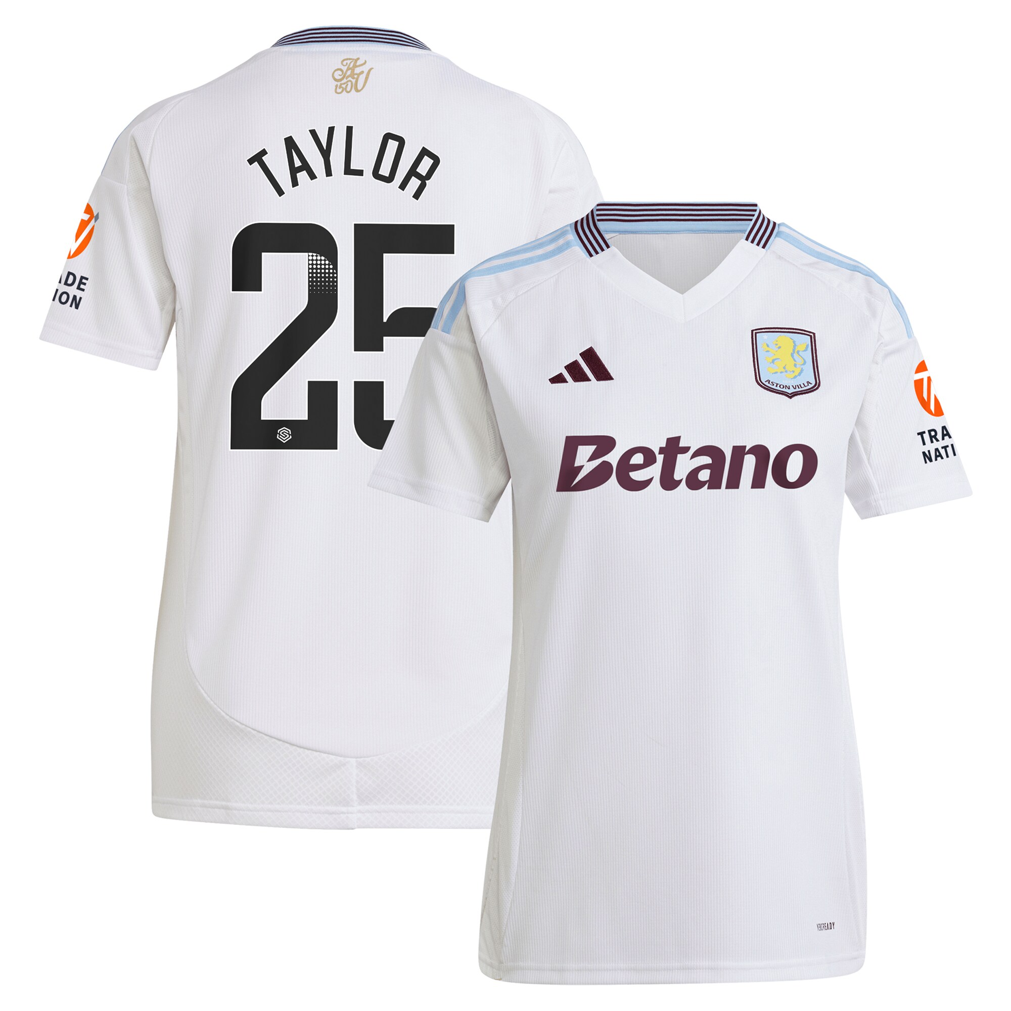 aston villa wsl away shirt 2024-25 – womens with taylor 25 printing Collection | Official Aston Villa Shirts